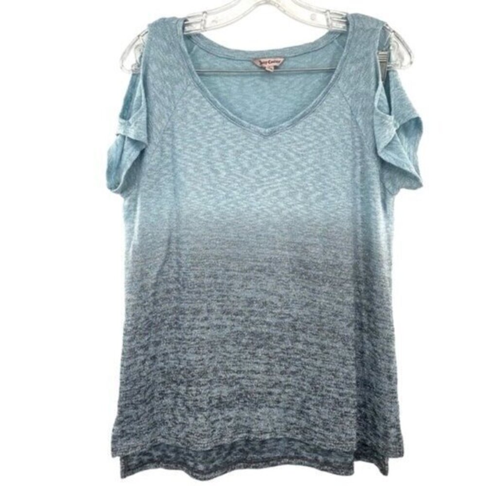 Juicy Couture Y2K Ombré Cold Shoulder Metallic Shimmer Top